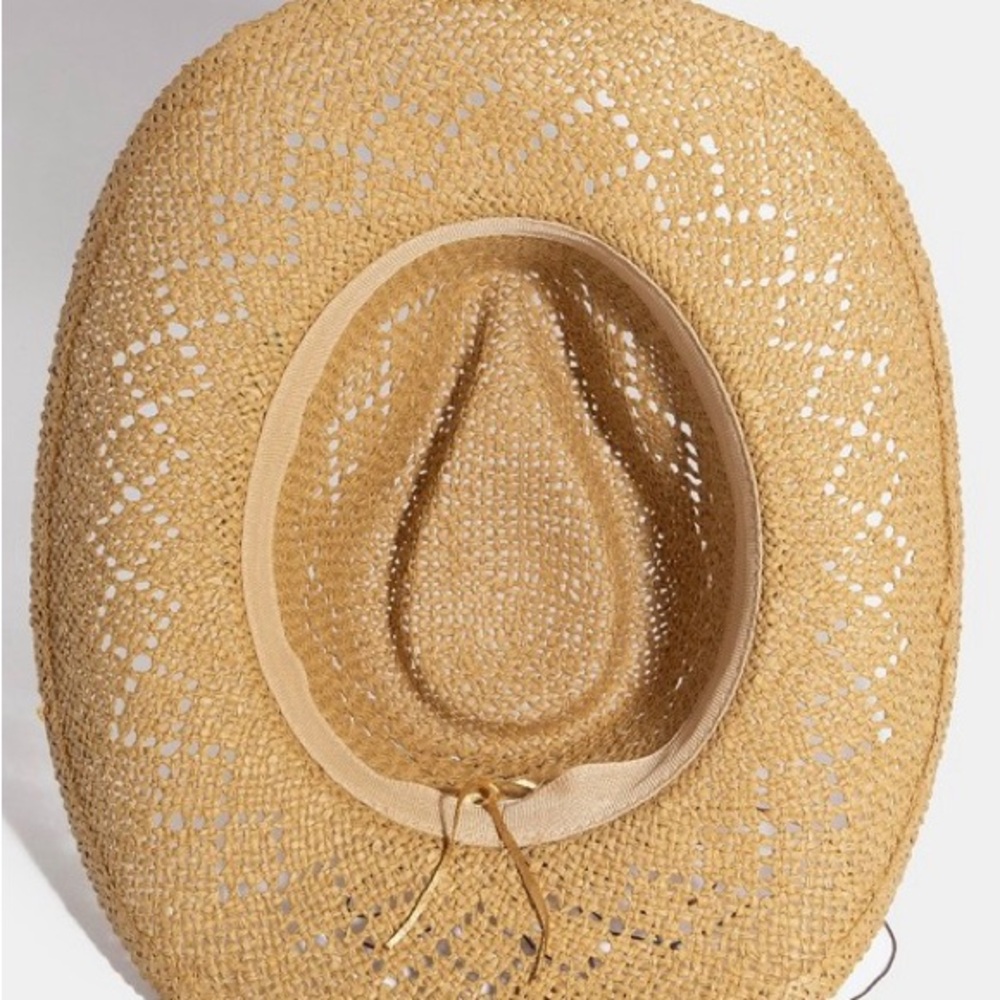 Fame Turquoise and Shell Star Beads Strap Western Straw Hat - Picture 5 of 6